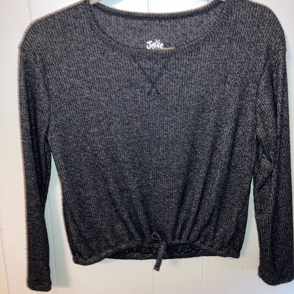 Justice girls cropped sweater with drawstring hem